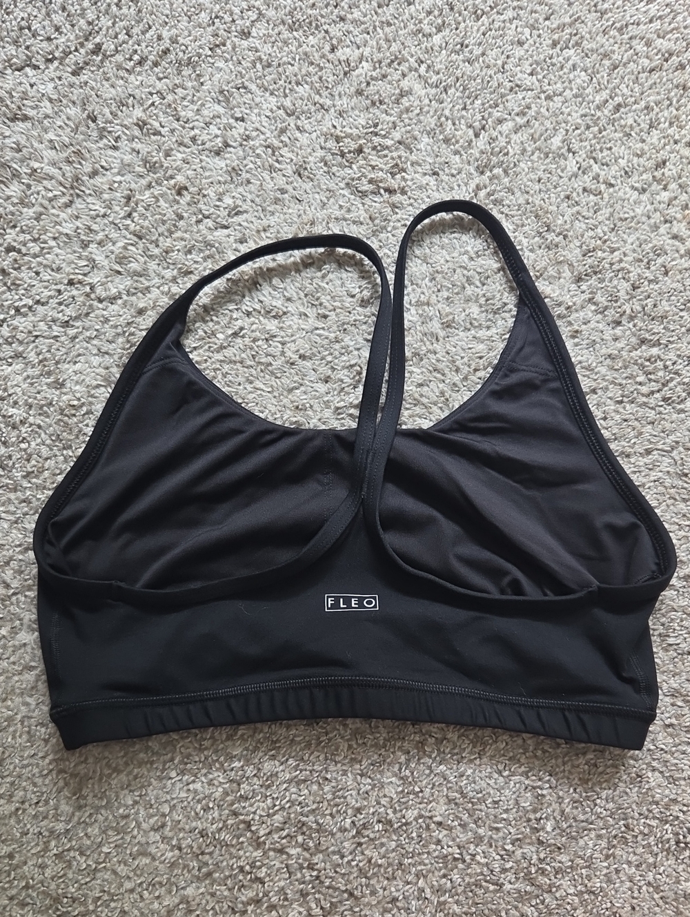 Fleo Black Racerback Sports Bra with Center Logo